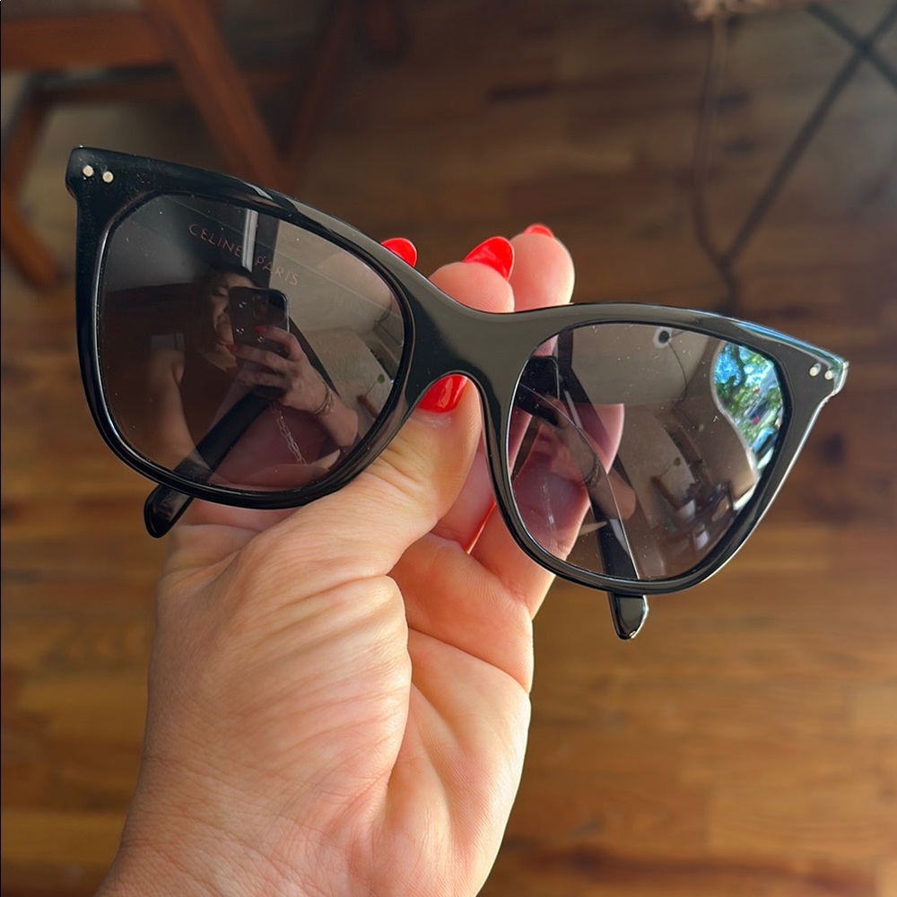 Celine Black Oversized Cat-Eye Sunglasses - Picture 6 of 9